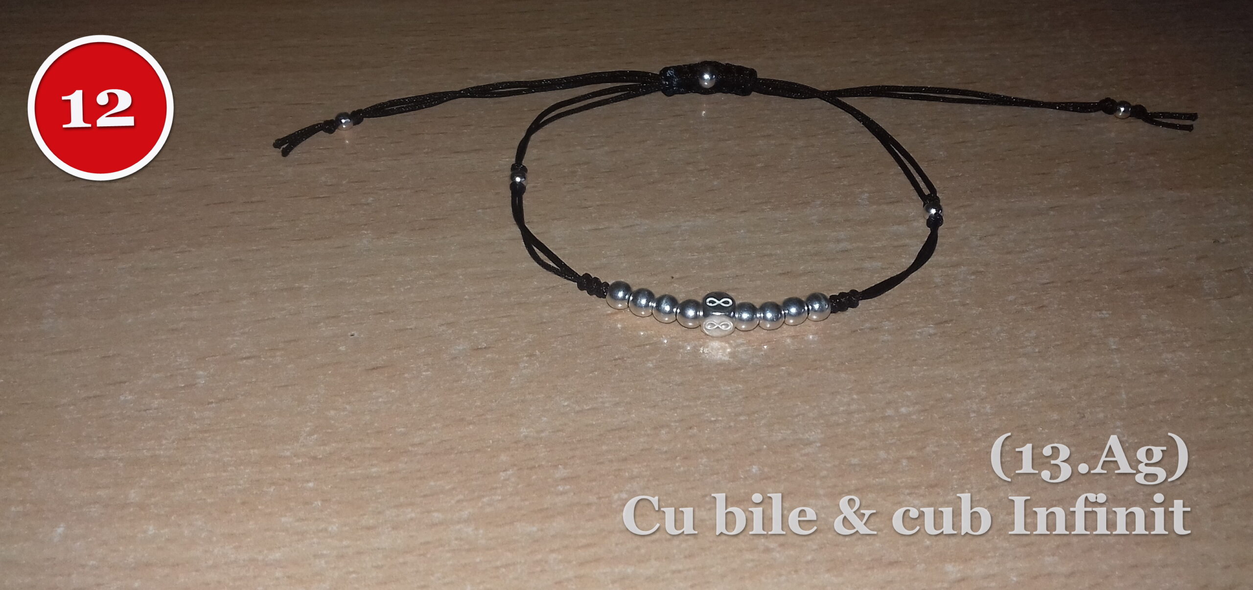 Brățări negre reglabile cu bile & cub Infinit din