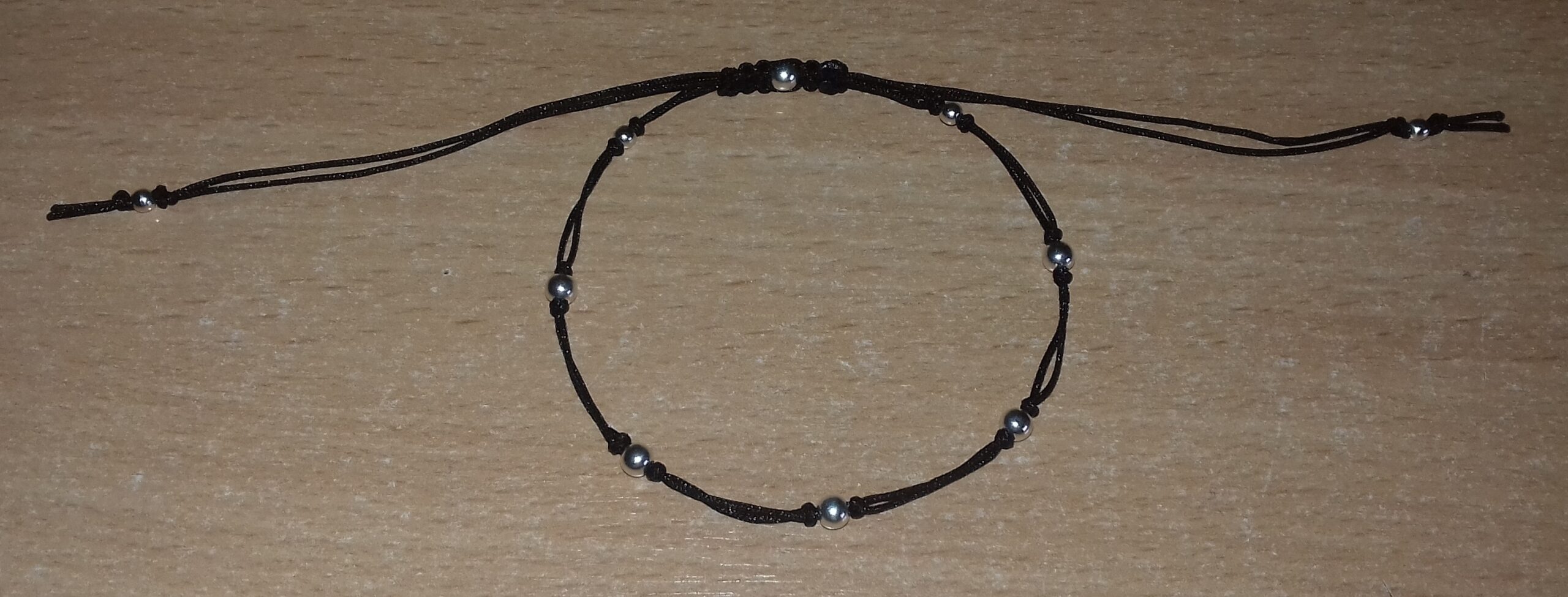 Brățară reglabilă neagră cu bile din argint Ag.925