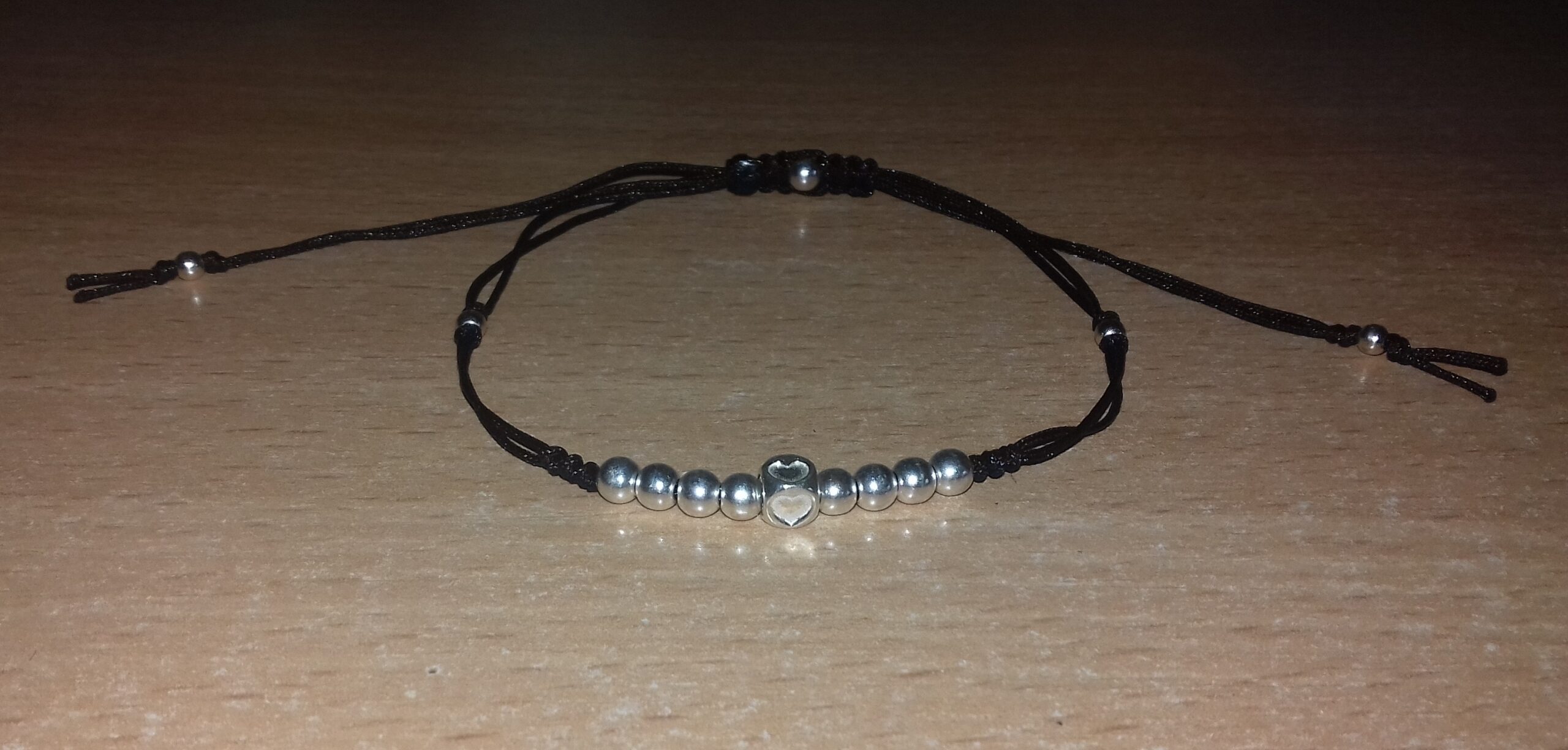 Brățări negre reglabile cu bile și cub Inimă din A