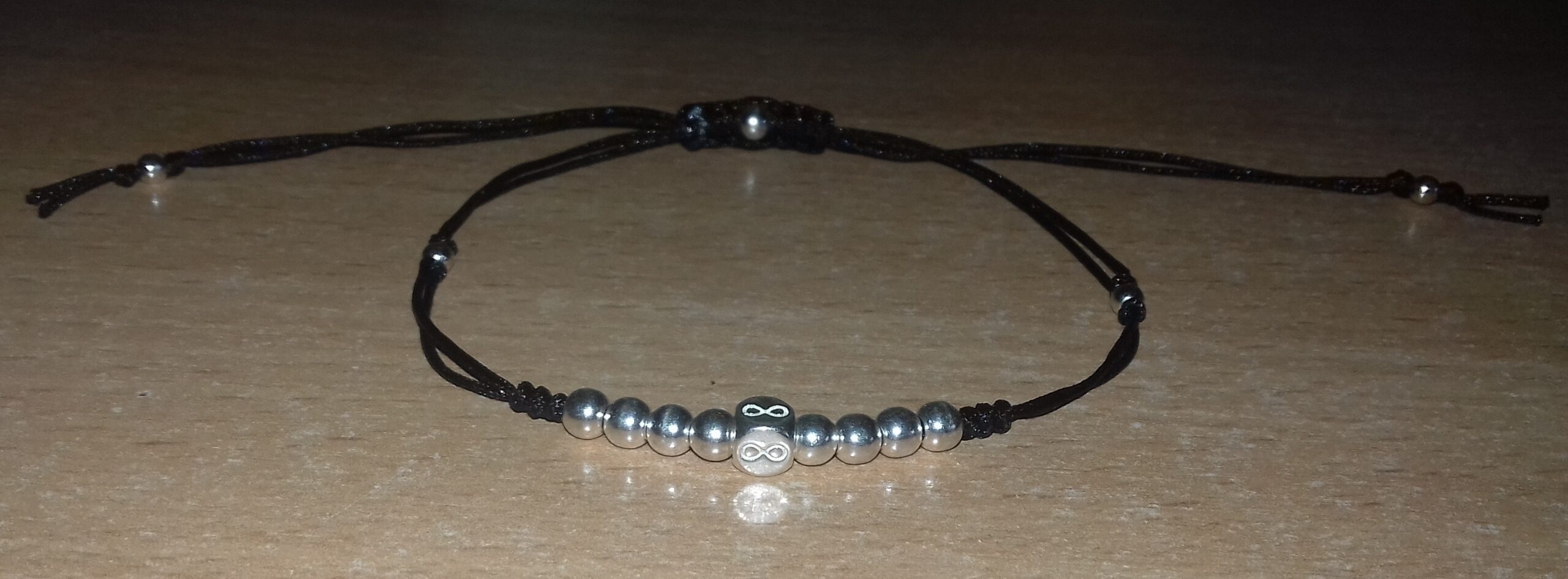 Brățări negre reglabile cu bile & cub Infinit din