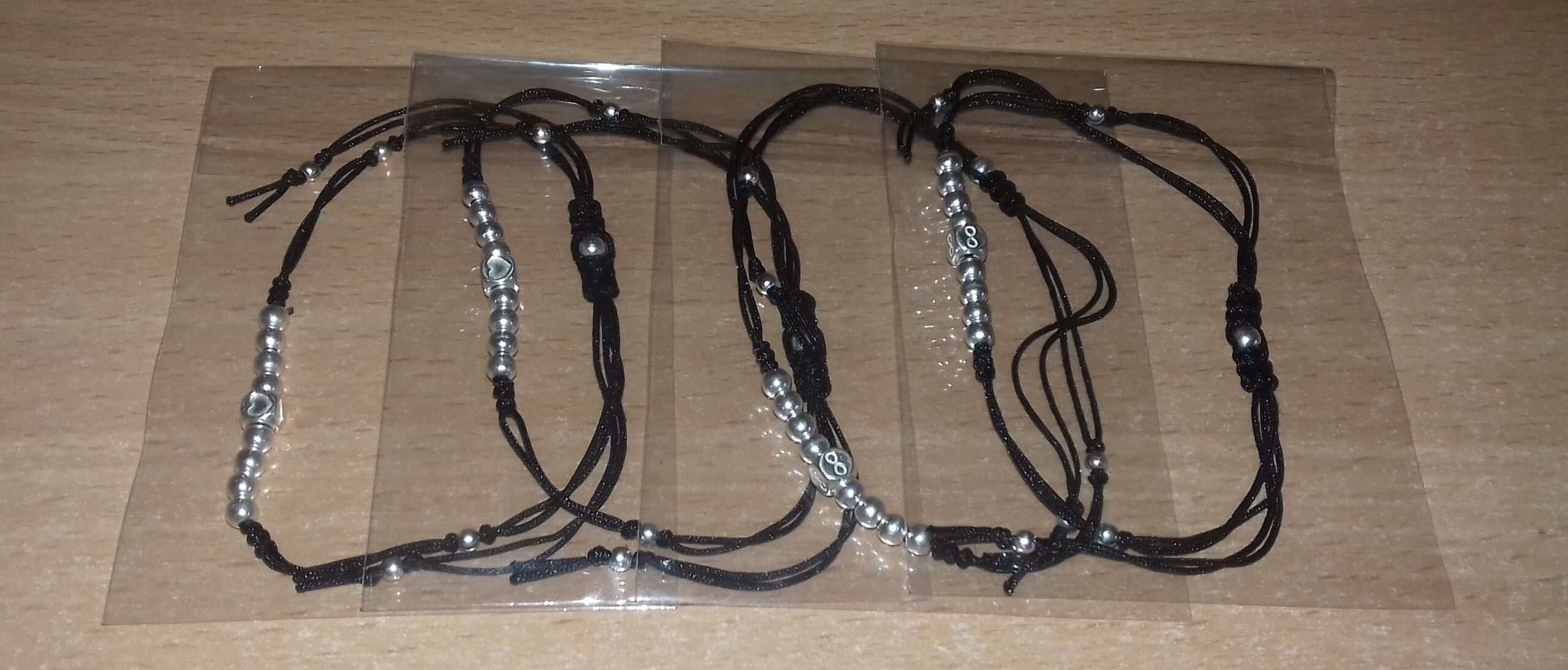 Brățări negre reglabile cu bile & cub Infinit din