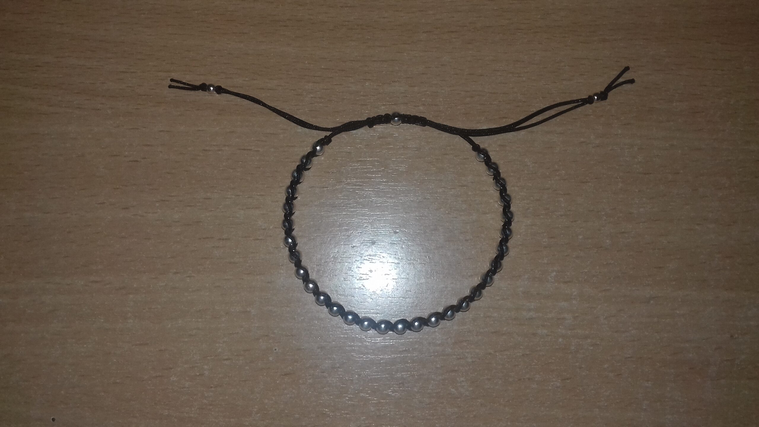 Brățară reglabilă neagră 33 bile din Ag.925 de 4 m