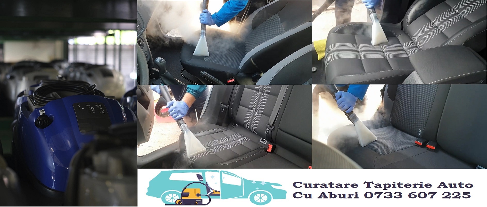 curatare tapiterie auto cu aburi spalare