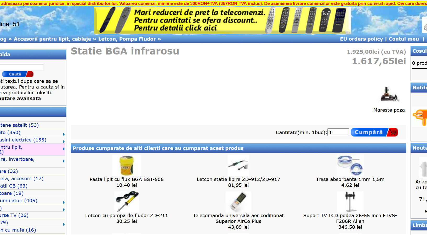 Stație BGA infraroșu foarte puțin folosită.